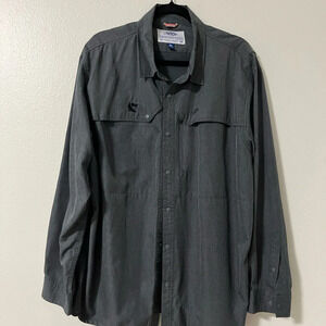 AFTCO Long Sleeve Fishing Shirt Dark Gray Button Down Mesh Size X-Large XL